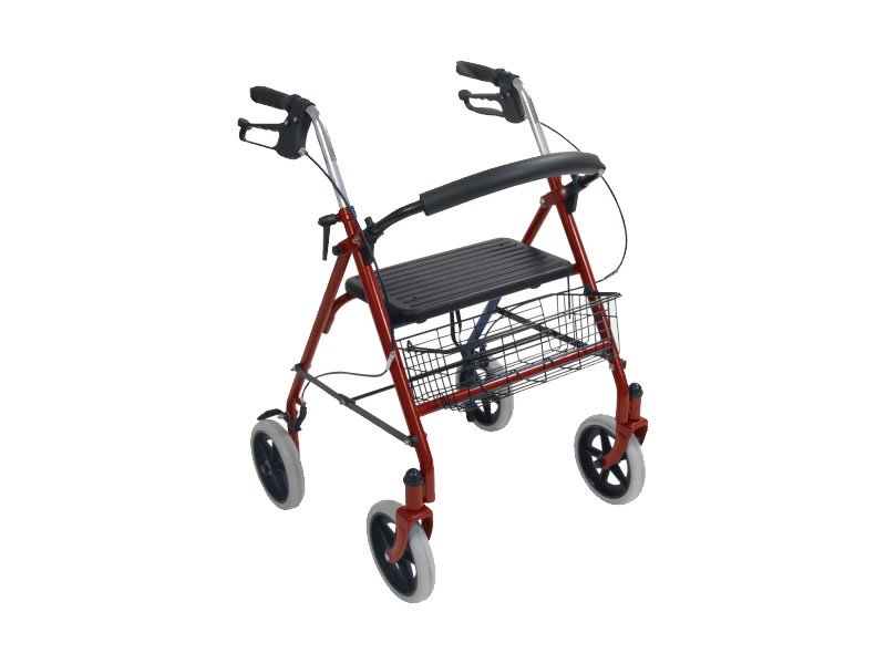  Rollator de Cuatro Ruedas 8” Plegable con Apoyo para Espalda